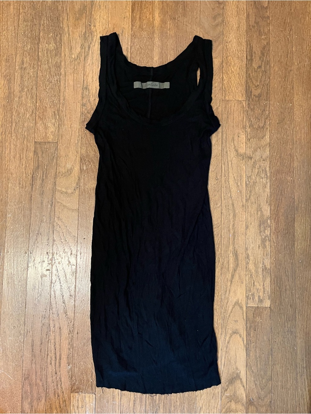 Enza Costa Black Ribbed Midi Tank Dress